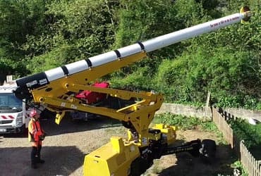 Le Mini Jarraff en pleine performance de coupe sur un linéaire d'arbres